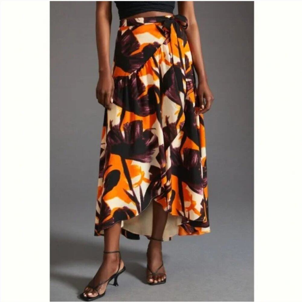 Anthropologie Hutch Printed Wrap Maxi Skirt